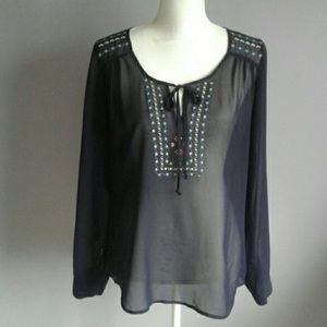 Sheer low-cut blouse